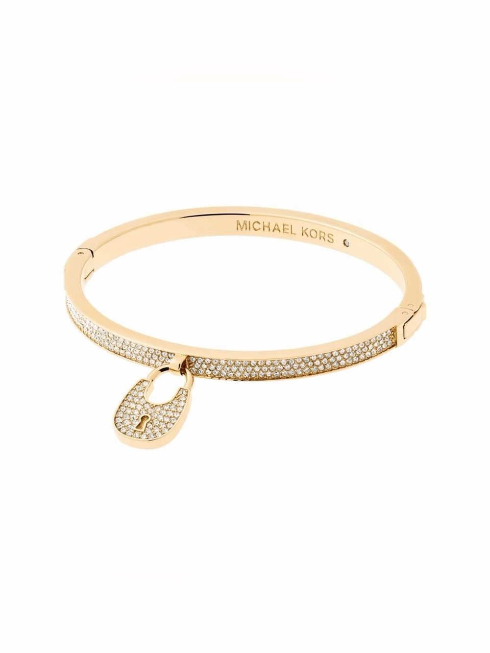 Michael Kors Gold Pave Lock Charm Bangle Bracelet